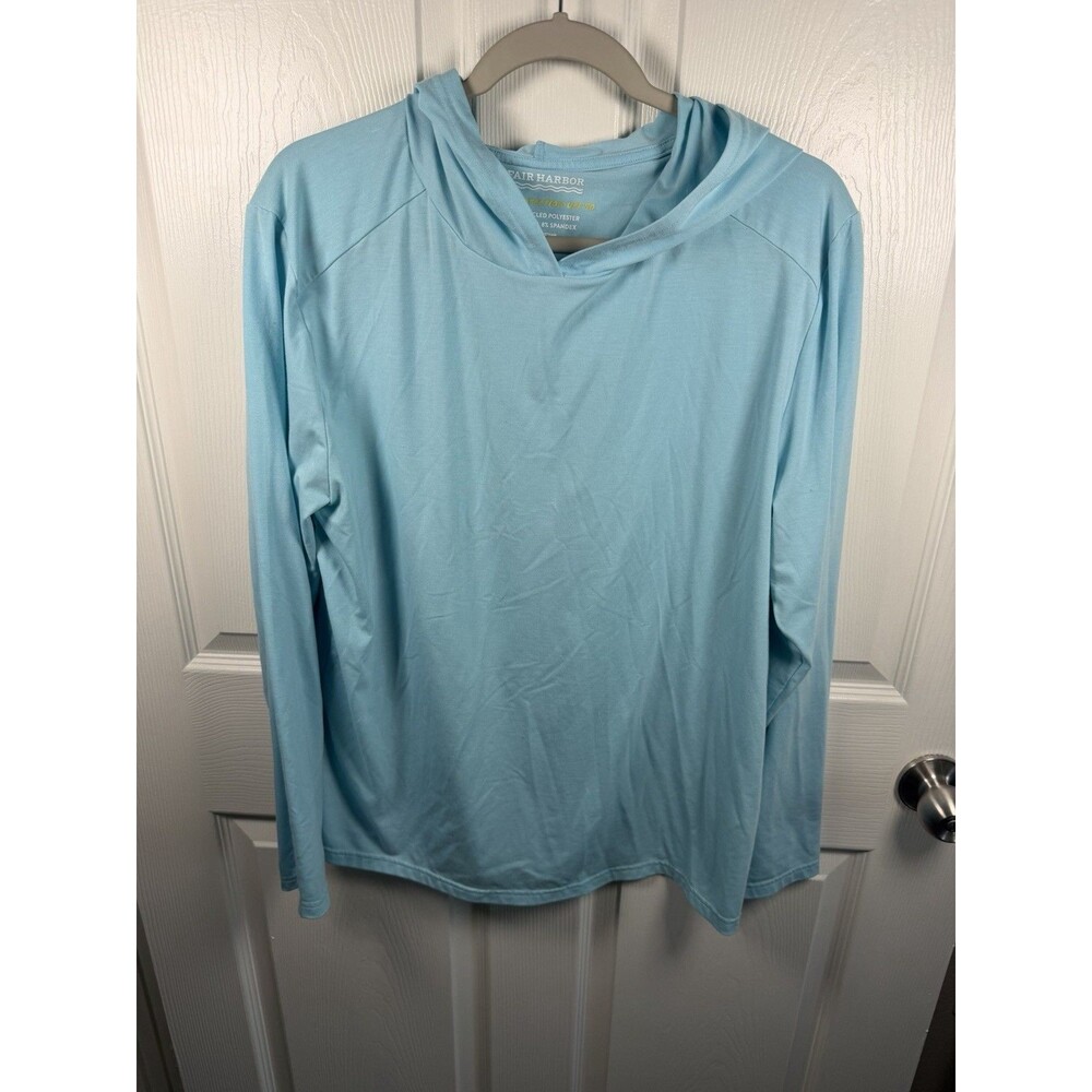Fair Harbor Seabreeze Hoodie Mens L Blue UPF 50 Sun Shirt Recycled Stretch